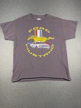 Ford Short Sleeve Tee with Yellow Mustang Graphic - Grayish Purple